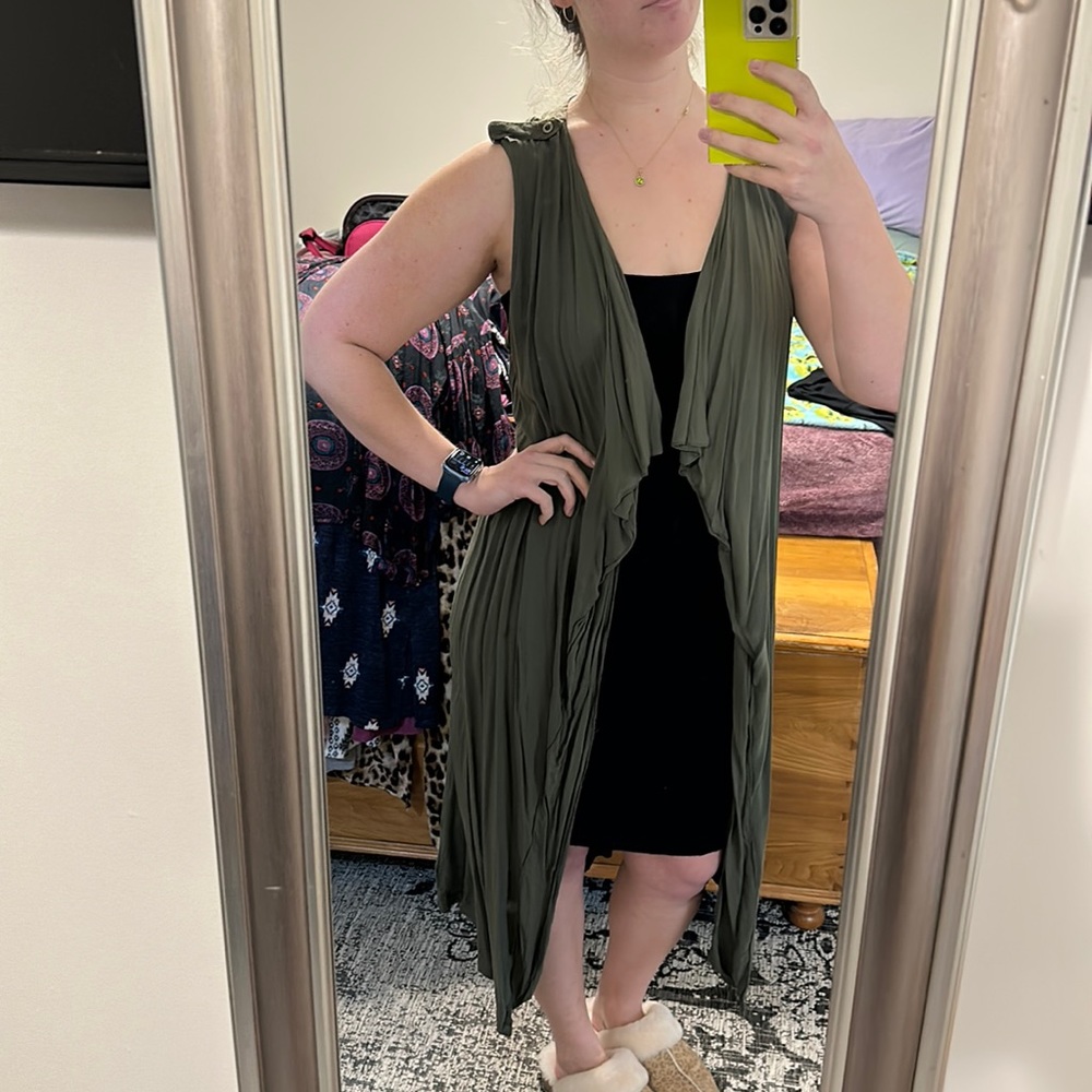 Army green sleeveless cover up